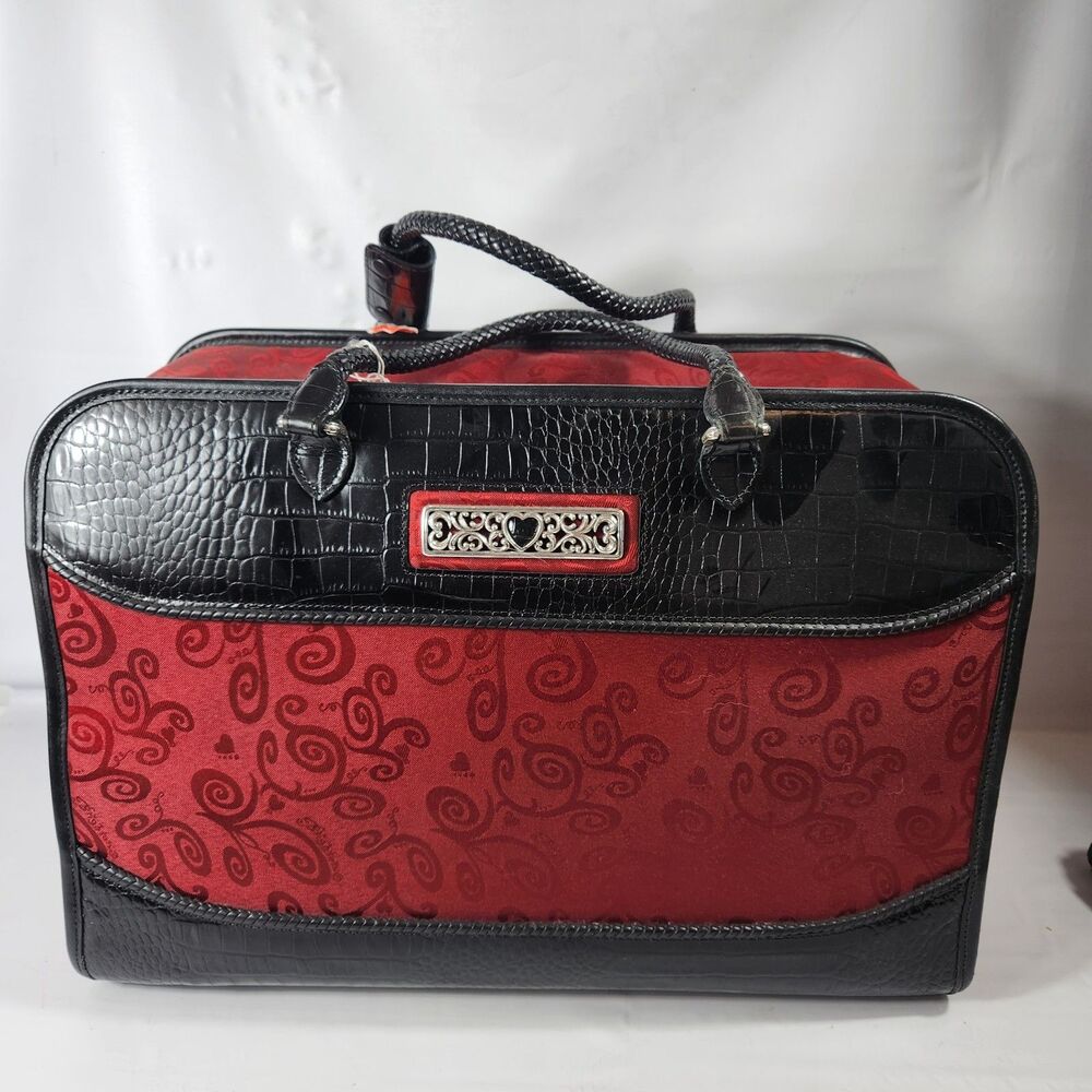 Brighton Vintage Red & Black Croc 18” Weekender Overnight Luggage Bag